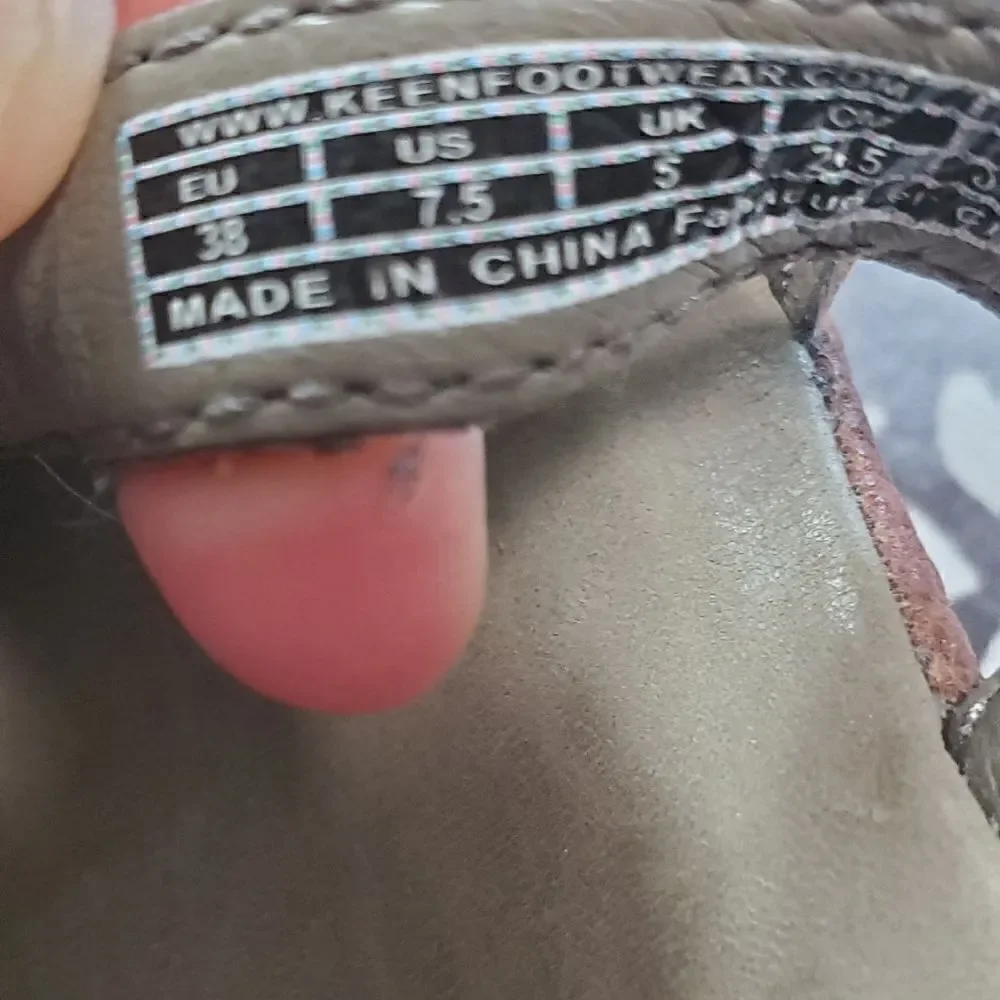 Keen Brown Leather Slide Sandals